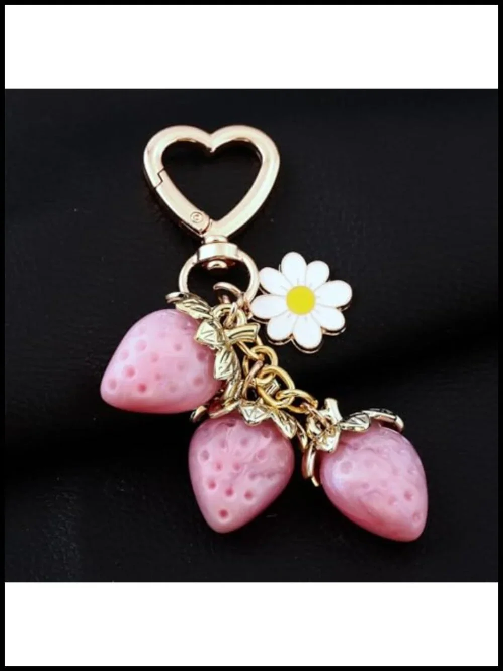 Cute Strawberry Keychain Bag Purse Charm Kawaii Flower Daisy Accessory Gifts